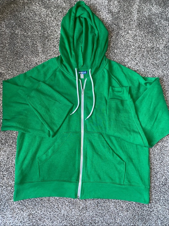 Urban Outfitters Other - Urban Outfitters Bright Green Zip Hoodie with White Accents